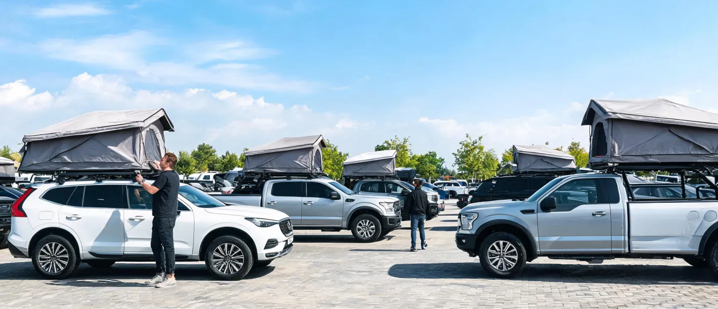 Rooftop tent in mixed retail distribution and fleet use contexts